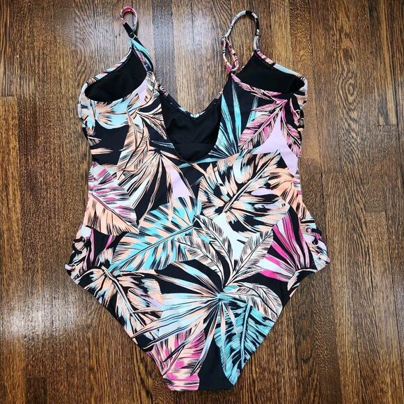 💥5 for $25! Decree Swimsuit Womens One Piece Floral Tropical 1X Vacation - Picture 5 of 15